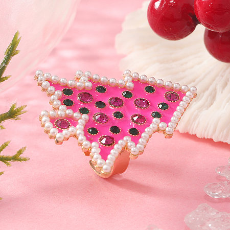 Unique Christmas Tree Alloy Rhinestone Cuff Rings HF0793-2-1