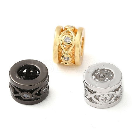 Rack Plating Brass Cubic Zirconia Hollow Column European Beads KK-Z033-25-1