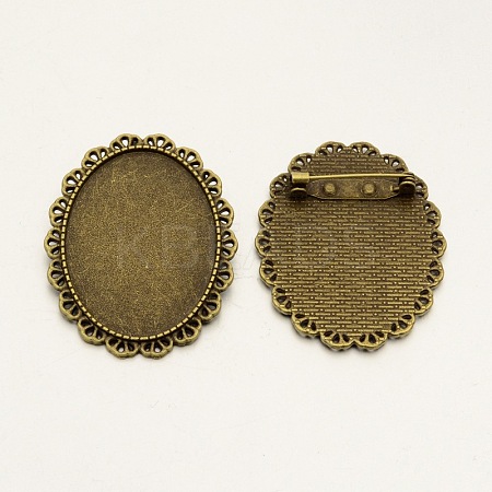 Vintage Alloy Brooch Cabochon Bezel Settings PALLOY-N0085-29AB-NF-1