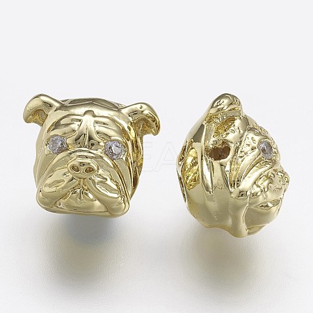 Brass Micro Pave Cubic Zirconia Puppy Beads ZIRC-F041-19G-1