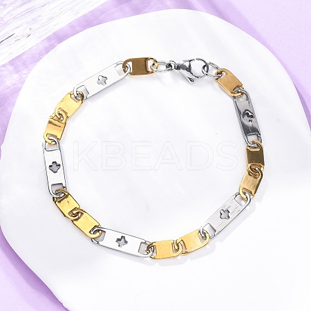 201 Stainless Steel Oval Link Chain Bracelets BJEW-B078-147GP-1