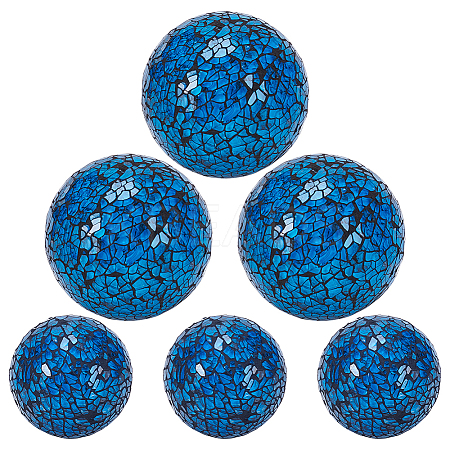 6Pcs 2 Styles Glass Mosaic Foam Ball Christmas Decorations AJEW-UN0002-83B-1