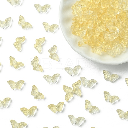 100Pcs Transparent Spray Painted Glass Beads GLAA-YW0005-09F-1