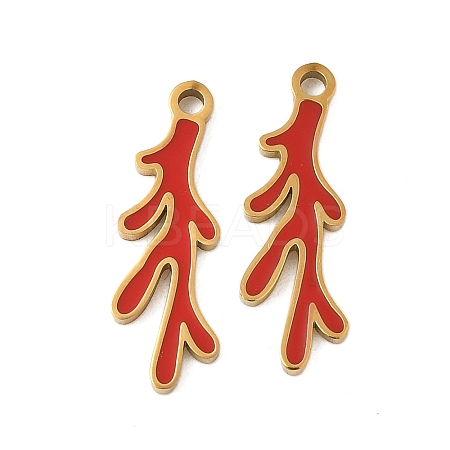 304 Stainless Steel Enamel Pendants STAS-V015-53G-1
