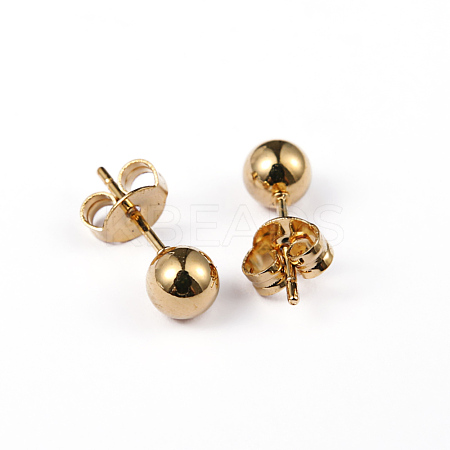 304 Stainless Steel Ball Stud Earrings EJEW-5558-5mm-G-1