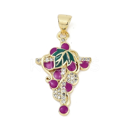 Rack Plating Brass Micro Pave Cubic Zirconia Pendants KK-H509-11G-1