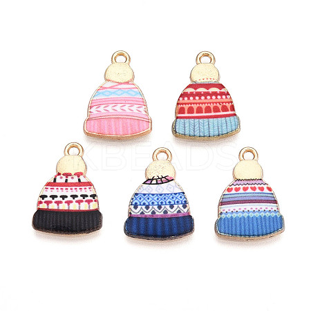 Winter Theme Printed Alloy Pendants PALLOY-H127-03G-1