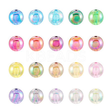 100Pcs 20 Colors Transparent Acrylic Beads MACR-TA0001-25-1