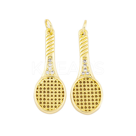 Rack Plating Brass Micro Pave Cubic Zirconia Pendants KK-P269-06G-1
