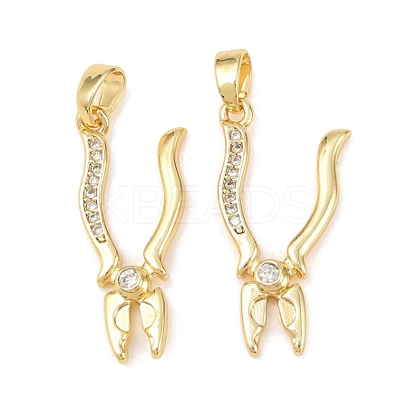 Brass Micro Pave Clear Cubic Zirconia Pendants KK-G549-16A-G-1