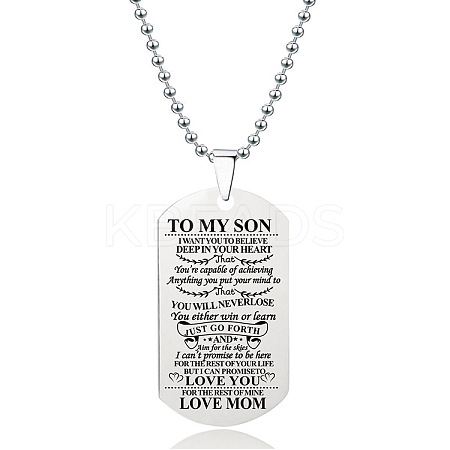 201 Stainless Steel To My Son Dog Tag Pendant Ball Chain Necklaces FS-WG527E6-16-1