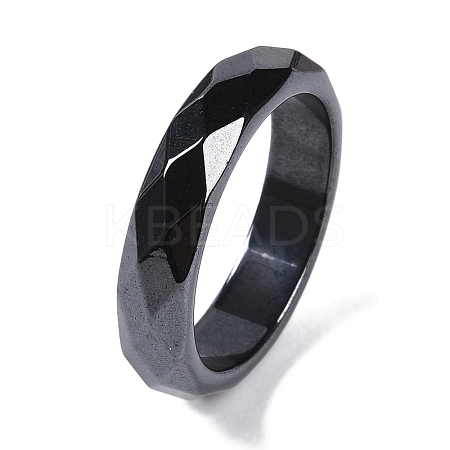 Magnetic Synthetic Hematite Finger Ring for Men Women RJEW-A047-01B-1