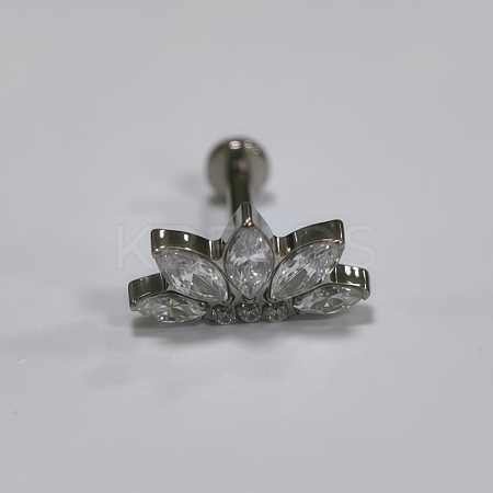 Flower Titanium Alloy Pave Cubic Zirconia Internally Threaded Labrets FS-WG35145-12-1
