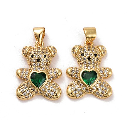 Brass Micro Pave Cubic Zirconia Pendants KK-K258-24I-G-RS-1