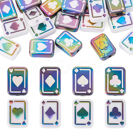 20Pcs 2 Colors UV Plating Rainbow Iridescent Acrylic Enamel Beads SACR-TA0001-70-1