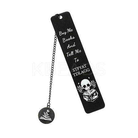 Skeleton Stainless Steel Rectangle Bookmark for Booklovers Reader PW-WGA1359-01-1