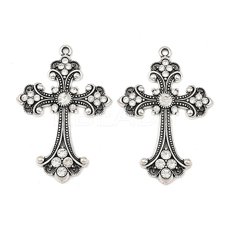 Alloy Rhinestone Cross Big Gothic Pendants ALRI-1475-NR-1