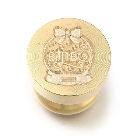 Christmas Golden Tone Wax Seal Brass Stamp Heads LS-AJEW-A058-01C-1