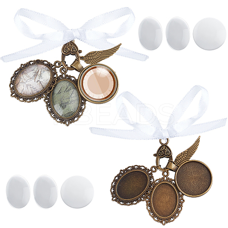 2 Sets Wedding Bouquet Alloy & Glass Photo Charms DIY-SC0025-64-1