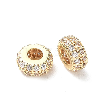 Brass Micro Pave Cubic Zirconia European Beads KK-A254-03A-G-1