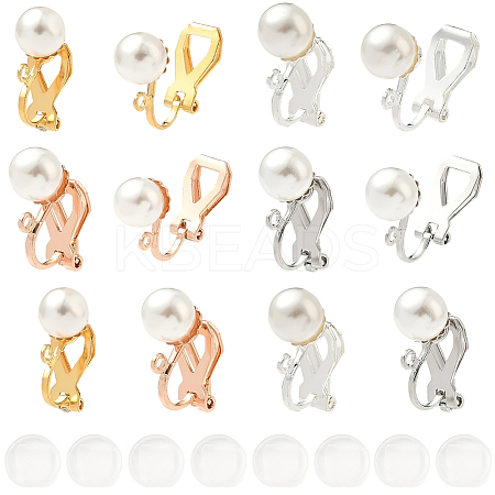 24Pcs 4 Colors Brass Clip-on Earring Findings KK-SC0006-68A-1