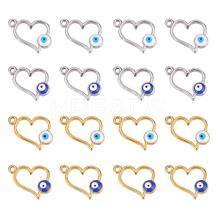 16Pcs 4 Style 304 Stainless Steel Enamel Pendants STAS-DC0010-35-1