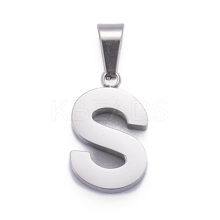 Non-Tarnish 304 Stainless Steel Letter Pendants STAS-H127-S-P-1