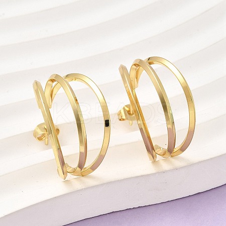 Triple C-Shaped 201 Stainless Steel Stud Earrings EJEW-Z151-09G-1