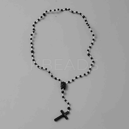PVC Rosary Bead Necklaces NJEW-WH0016-15F-1