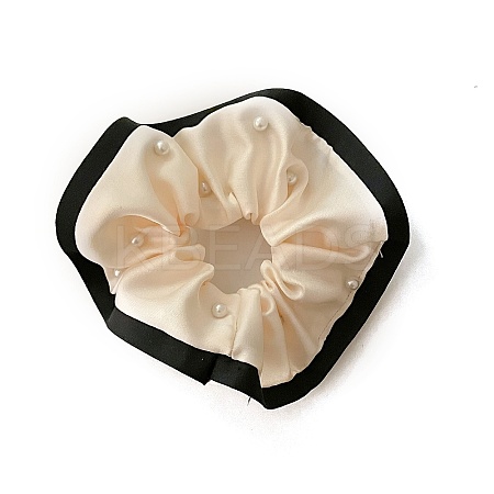 Fashiona Cloth Plastic Imitation Pearl Ponytail Scrunchy Hair Ties PW-WG62D90-01-1