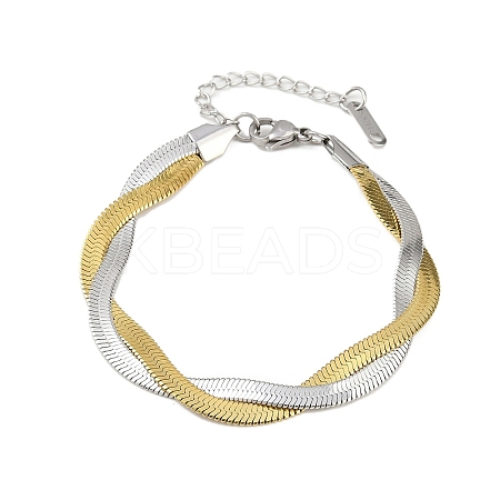 201 Stainless Steel Multi-strand Bracelets for Women BJEW-H633-03GP-1