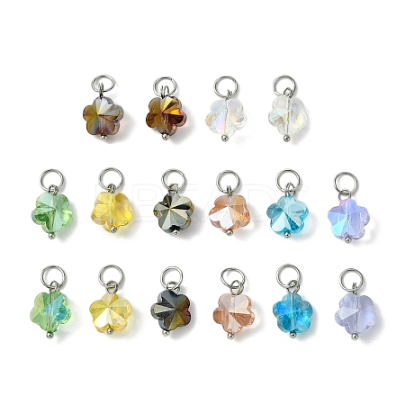 16Pcs 8 Colors Glass Charms PALLOY-JF03194-1