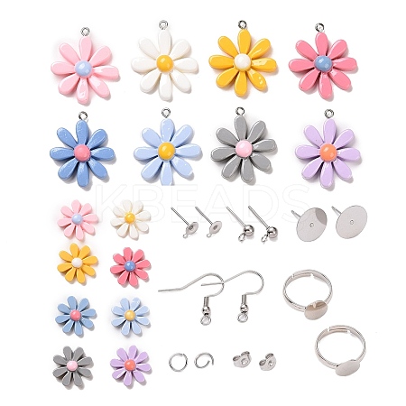 DIY Flower Earring Finger Ring Making Kit DIY-SZ0008-69-1