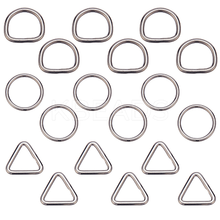 18Pcs 3 Styles Stainless Steel Linking Rings STAS-AR0002-66-1