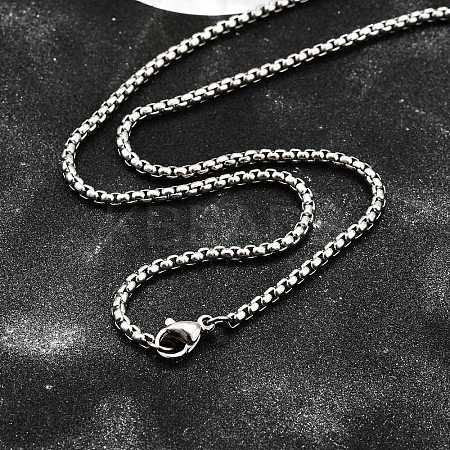 Non-Tarnish 304 Stainless Steel Box Chain Necklaces NJEW-F227-09P-06-1