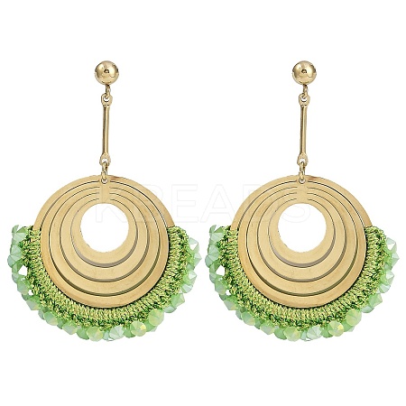 Real 14K Gold Plated 304 Stainless Steel Boho Stud Earrings EJEW-K294-05G-02-1