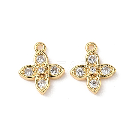 Brass Micro Pave Clear Cubic Zirconia Charms KK-D504-12G-1