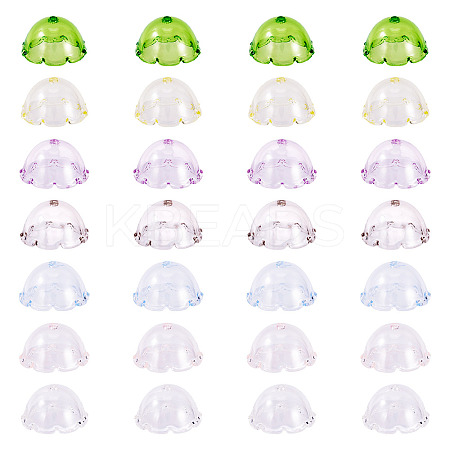28Pcs 7 Colors Transparent Acrylic Bead Caps OACR-TA0004-02-1
