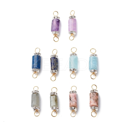Natural Mixed Gemstone Connector Charms PALLOY-JF01885-1