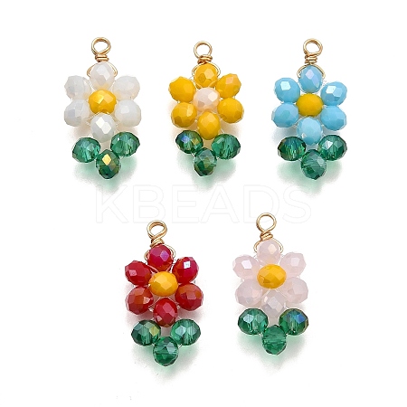 5Pcs UV Plating Acrylic Pendants PALLOY-TA00271-1