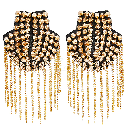 Fashionable Punk Style Chain Tassel Epaulettes DIY-WH0304-475G-1