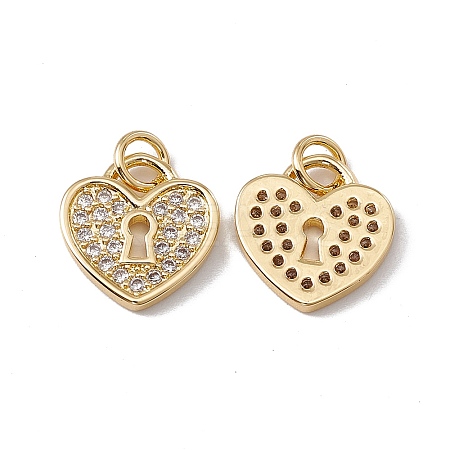 Brass Micro Pave Clear Cubic Zirconia Pendants KK-G439-16G-1