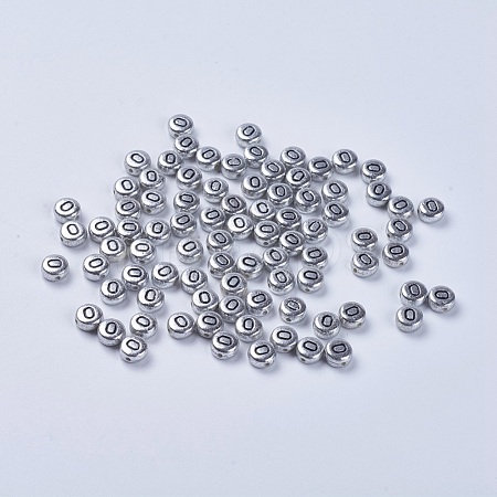 Silver Color Plated Acrylic Horizontal Hole Letter Beads X-PB43C9070-O-1