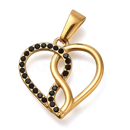 Ion Plating(IP) 304 Stainless Steel Pendants with Rhinestone STAS-Z113-12G-02-1
