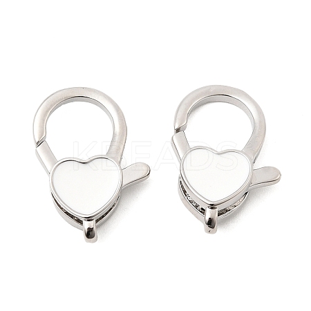 Heart Brass Enamel Lobster Claw Clasps KK-Z147-02P-02A-1