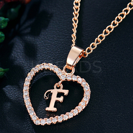 Alloy Crystal Rhinestone Heart with Initial Pendant Necklaces WGD4CFD-06-1