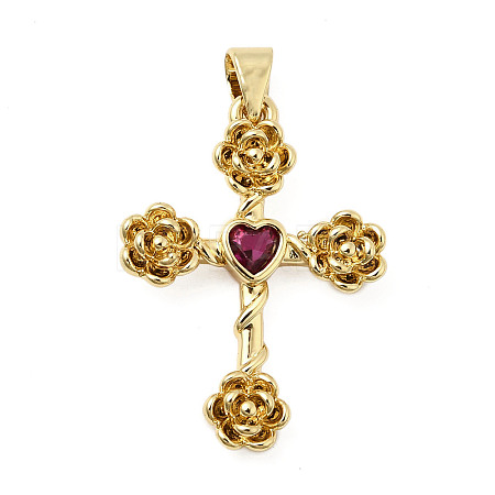 Brass Pave Cubic Zirconia Pendants KK-K302-17G-1