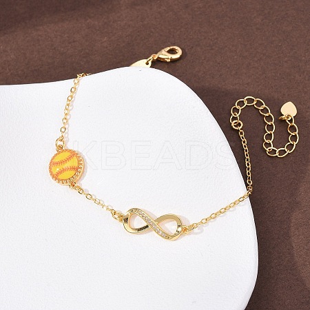 Sports Brass Micro Pave Cubic Zirconia Infinity Link Bracelets LS-BJEW-D386-01D-G-1