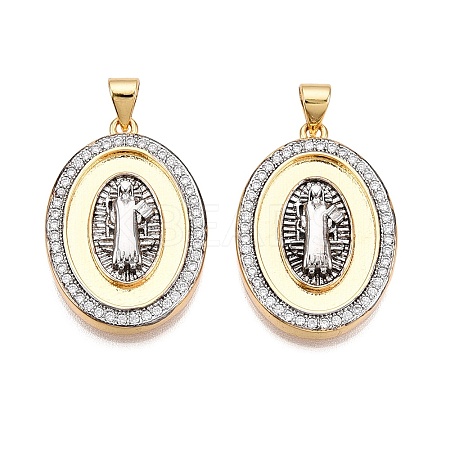 Brass Micro Pave Cubic Zirconia Pendants KK-T070-24G-1