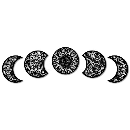 Wood Moon Phase Pendant Decoration HJEW-WH20013-004-1